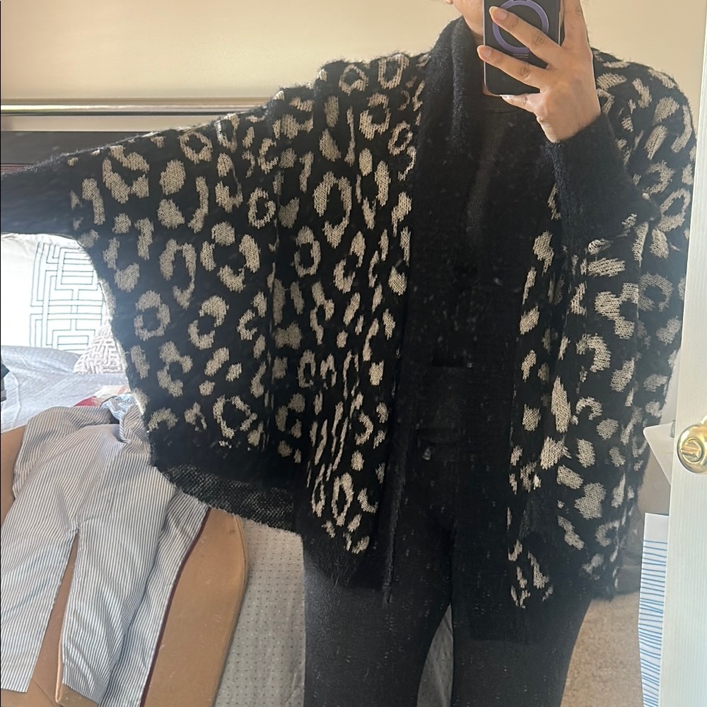 Anthropologie leopard print cardigan